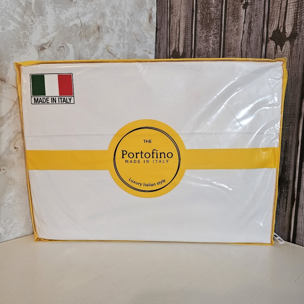 Portofino Luxury Italian King Sheet Set White Cotton